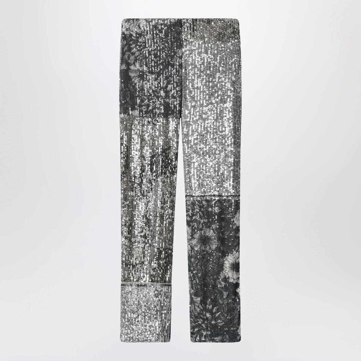 Maison Margiela - Patchwork trousers with floral sequins, multicolor