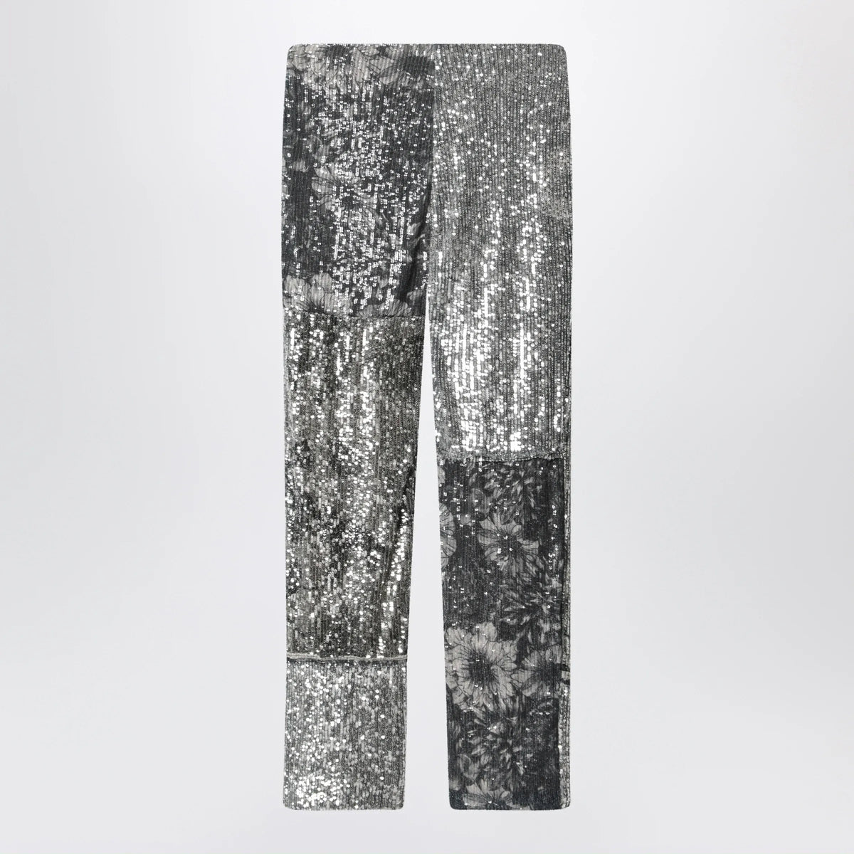 Maison Margiela - Patchwork trousers with floral sequins, multicolor