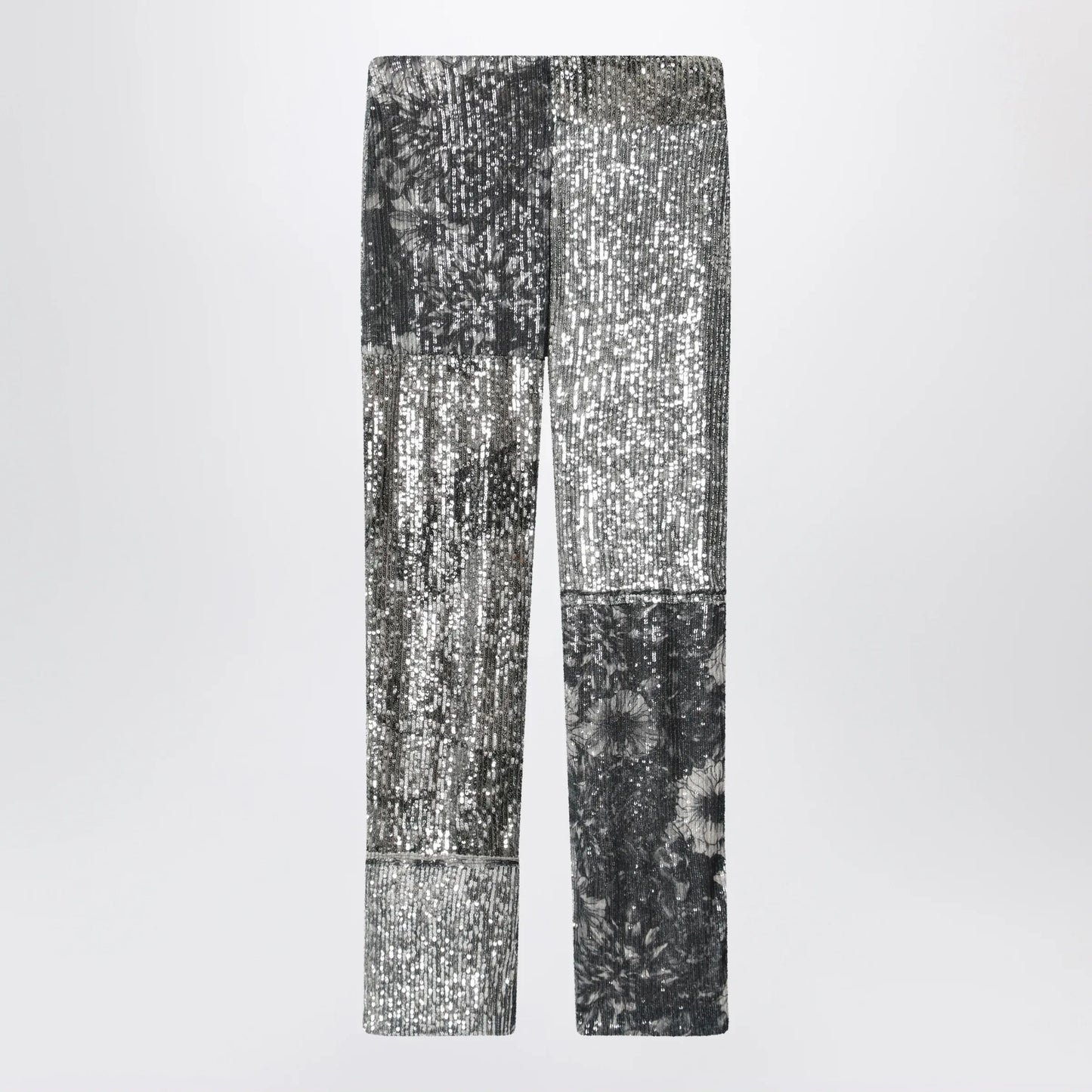 Maison Margiela - Patchwork trousers with floral sequins, multicolor