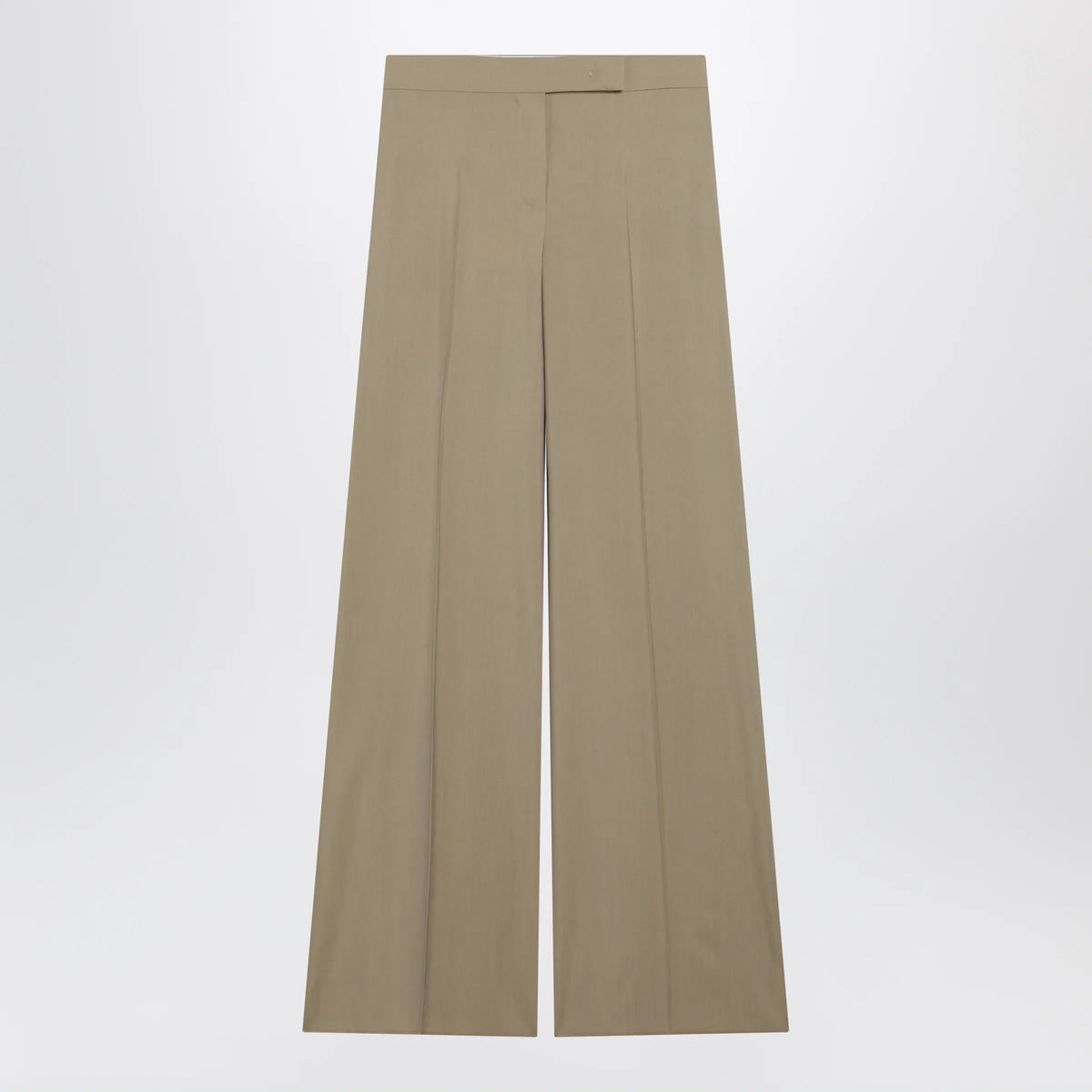 Max Mara - Wide-leg trousers in sand-colored wool and silk poplin