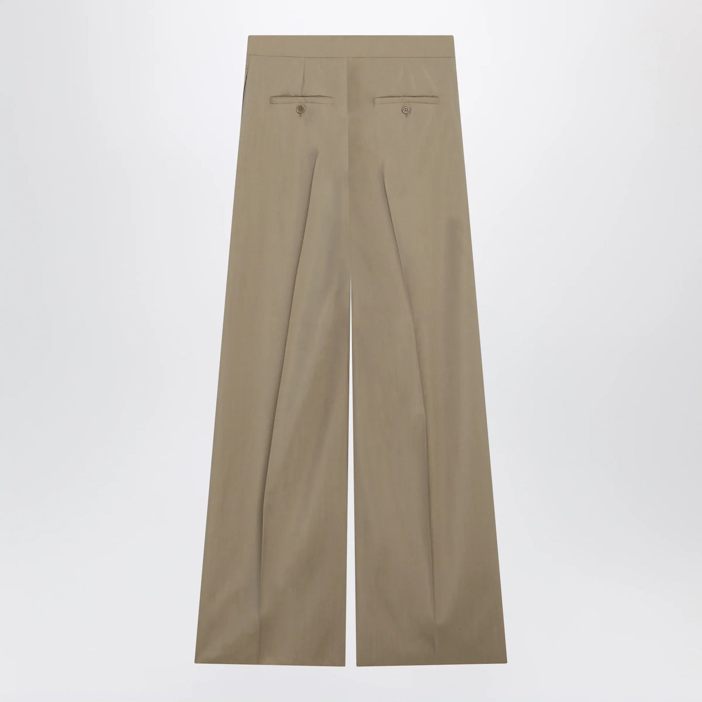Max Mara - Wide-leg trousers in sand-colored wool and silk poplin