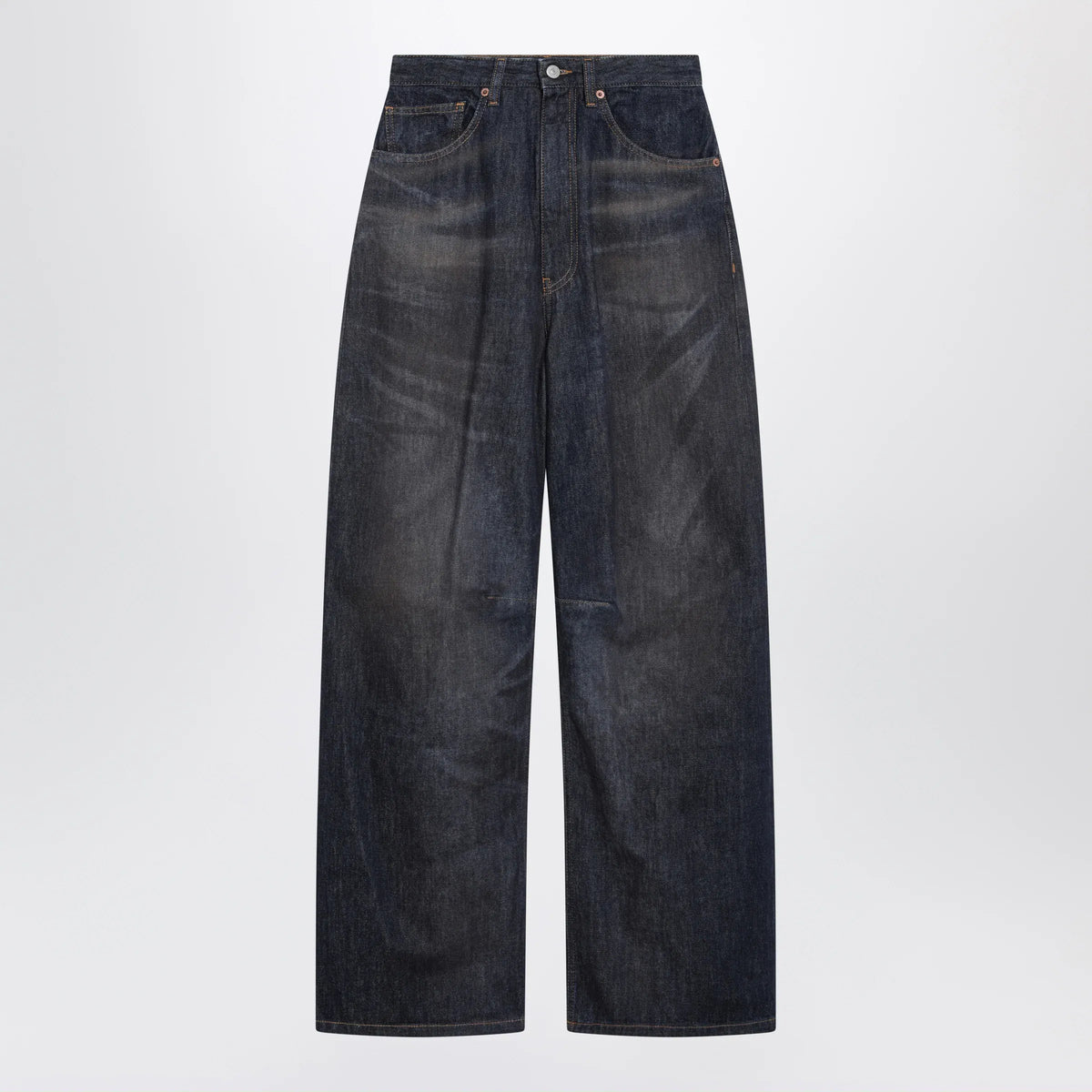 MM6 Maison Margiela - Dark blue wide-leg jeans with worn effect