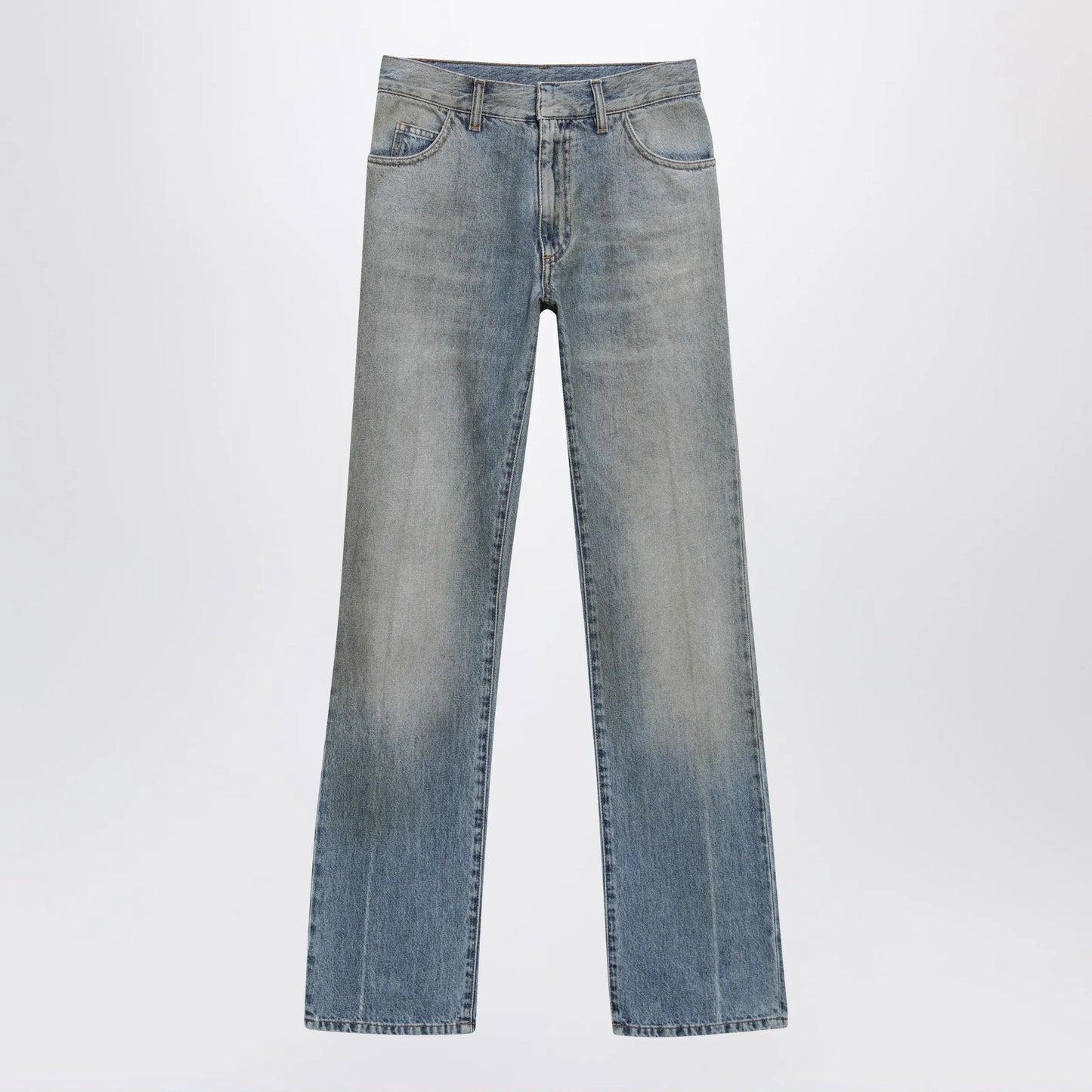 MM6 Maison Margiela - Straight-leg high-waist cotton jeans in medium blue