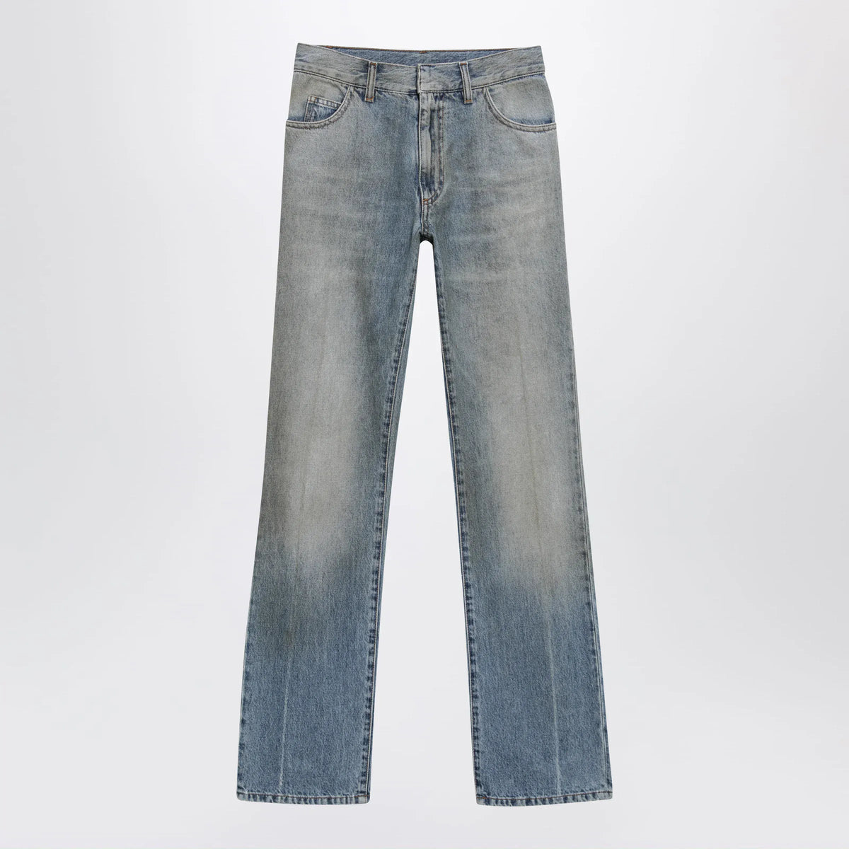 MM6 Maison Margiela - Straight-leg high-waist cotton jeans in medium blue