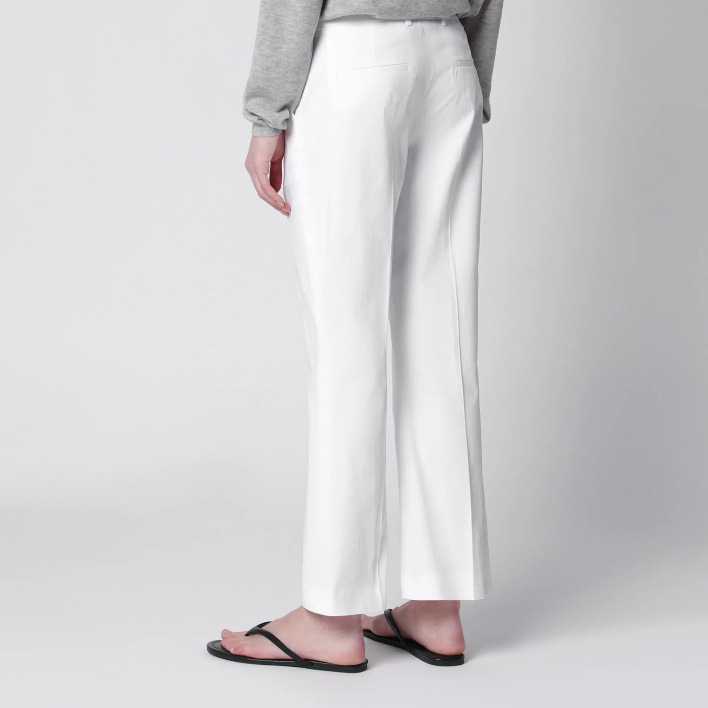 PT Torino - Mid-rise flared cotton trousers in white