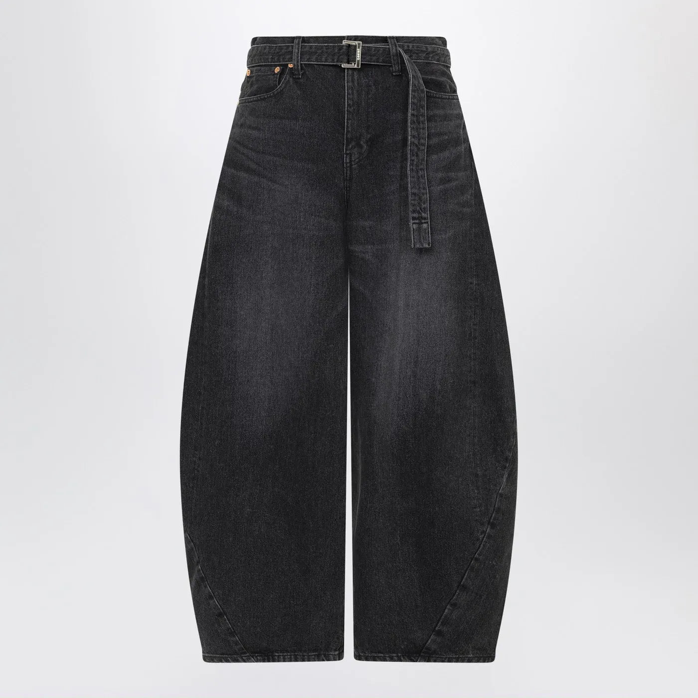 Sacai - Black wide-leg denim trousers