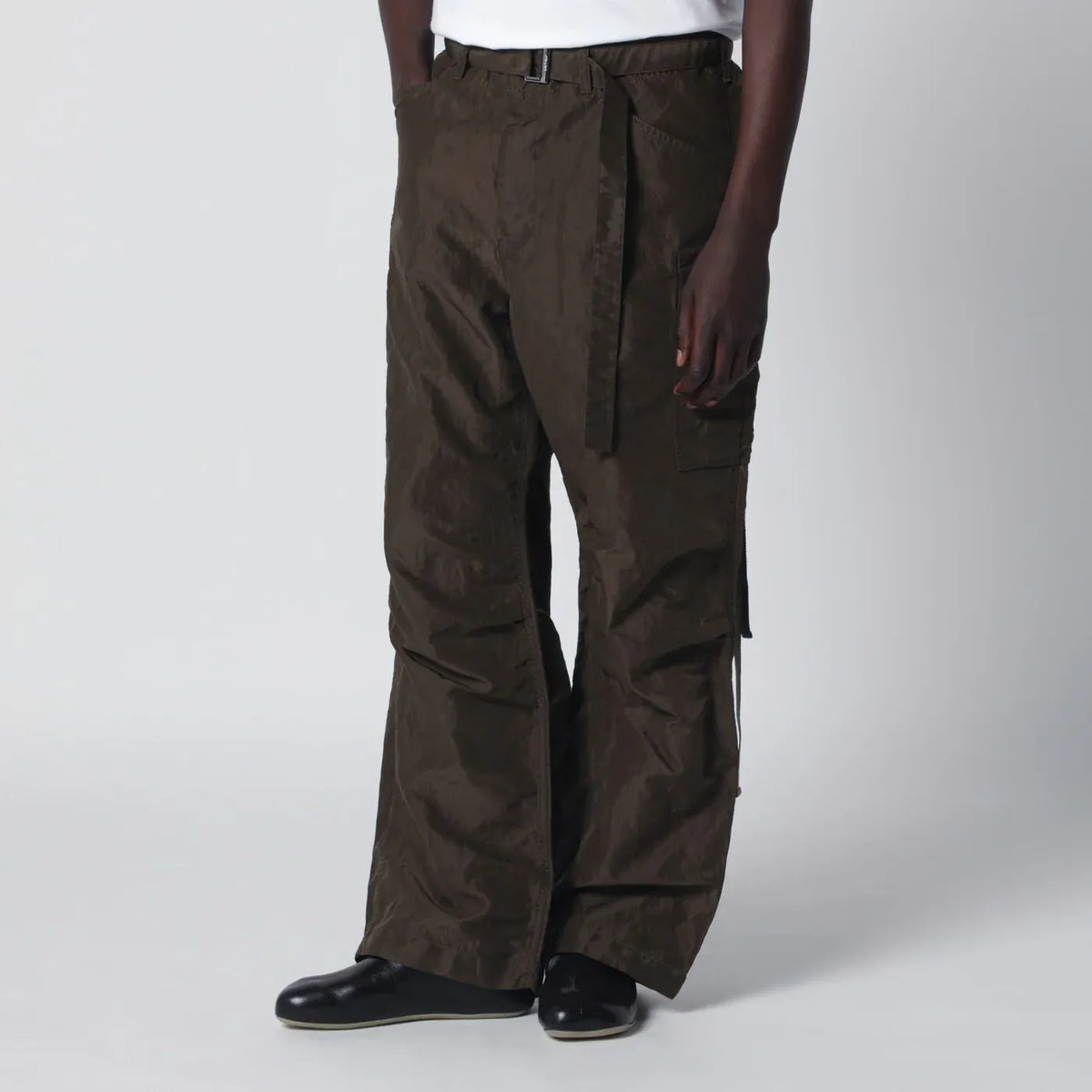 Sacai - Khaki green nylon cargo trousers