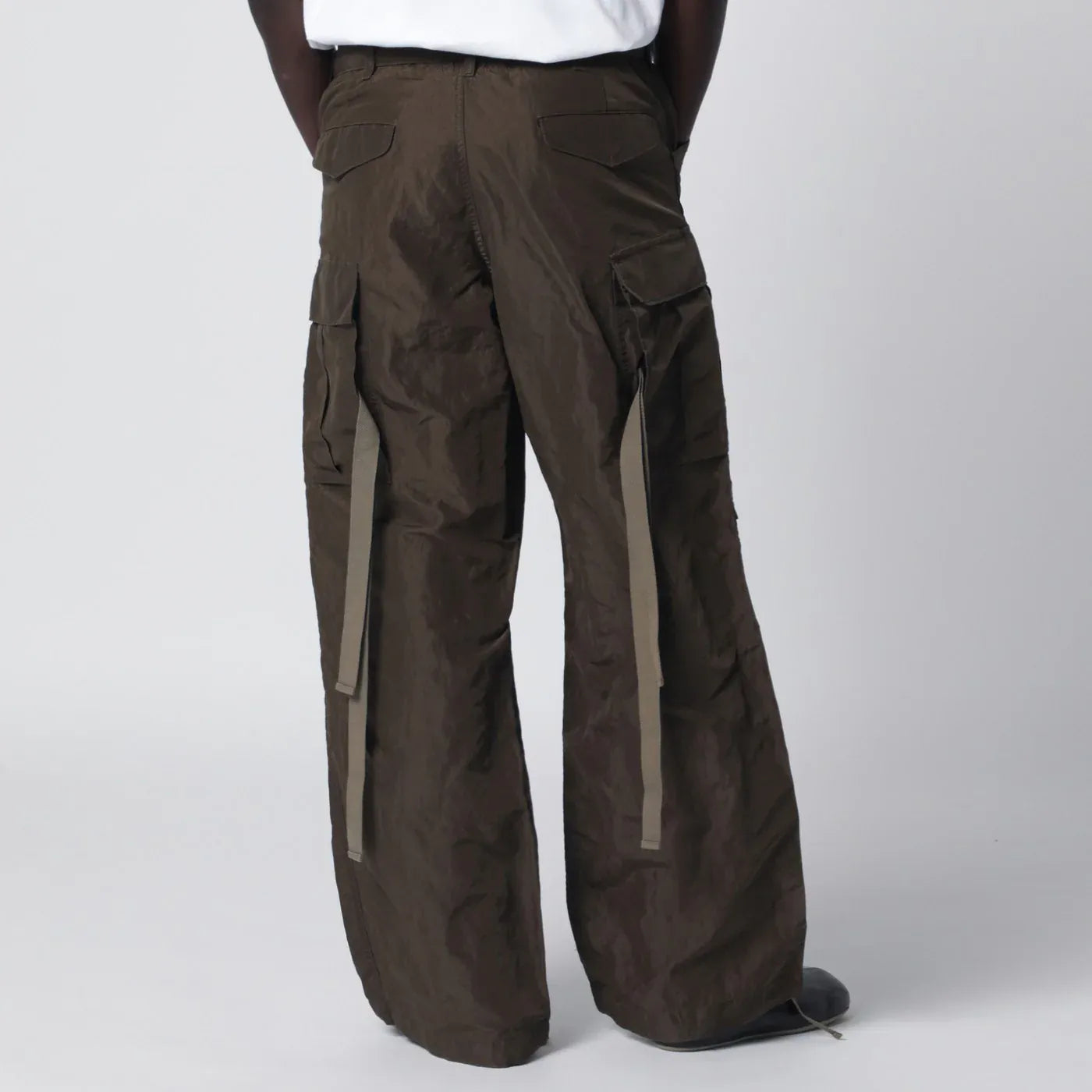 Sacai - Khaki green nylon cargo trousers