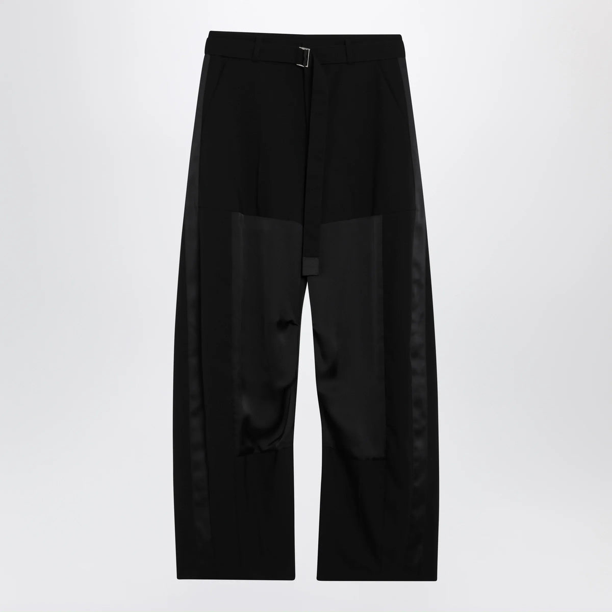 Sacai - Wide-leg wool trousers with panels and belt