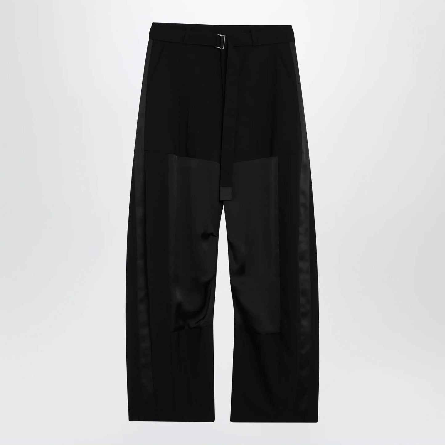 Sacai - Wide-leg wool trousers with panels and belt