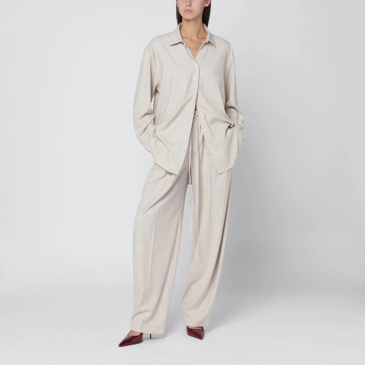 THE ANDAMANE - Trousers in ivory melange