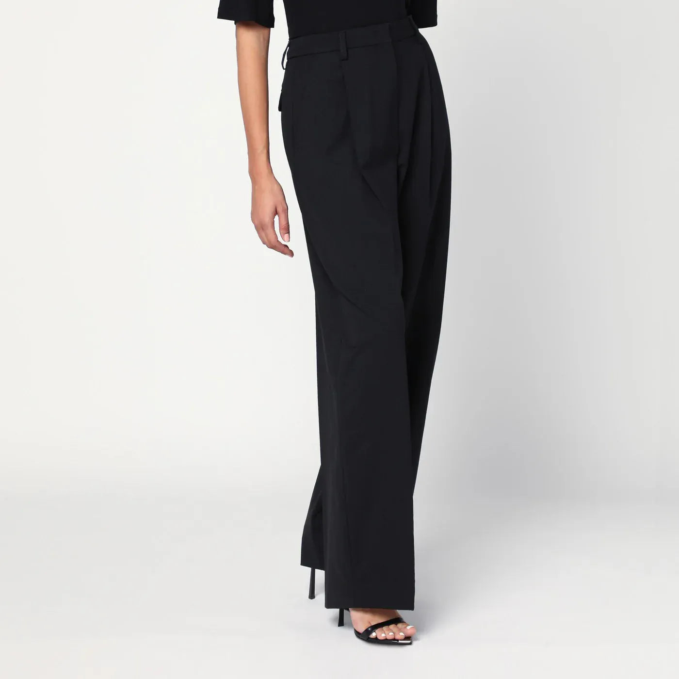 TheLatest - Wide-leg black wool blend trousers