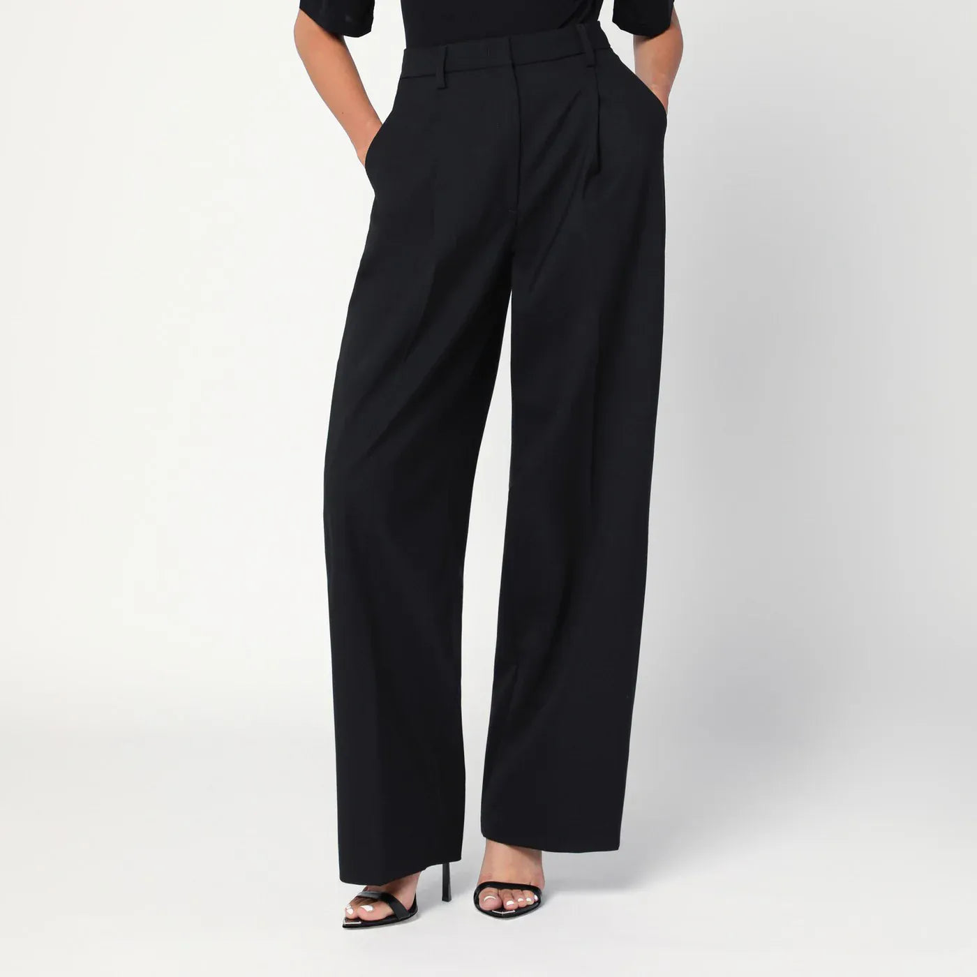 TheLatest - Wide-leg black wool blend trousers