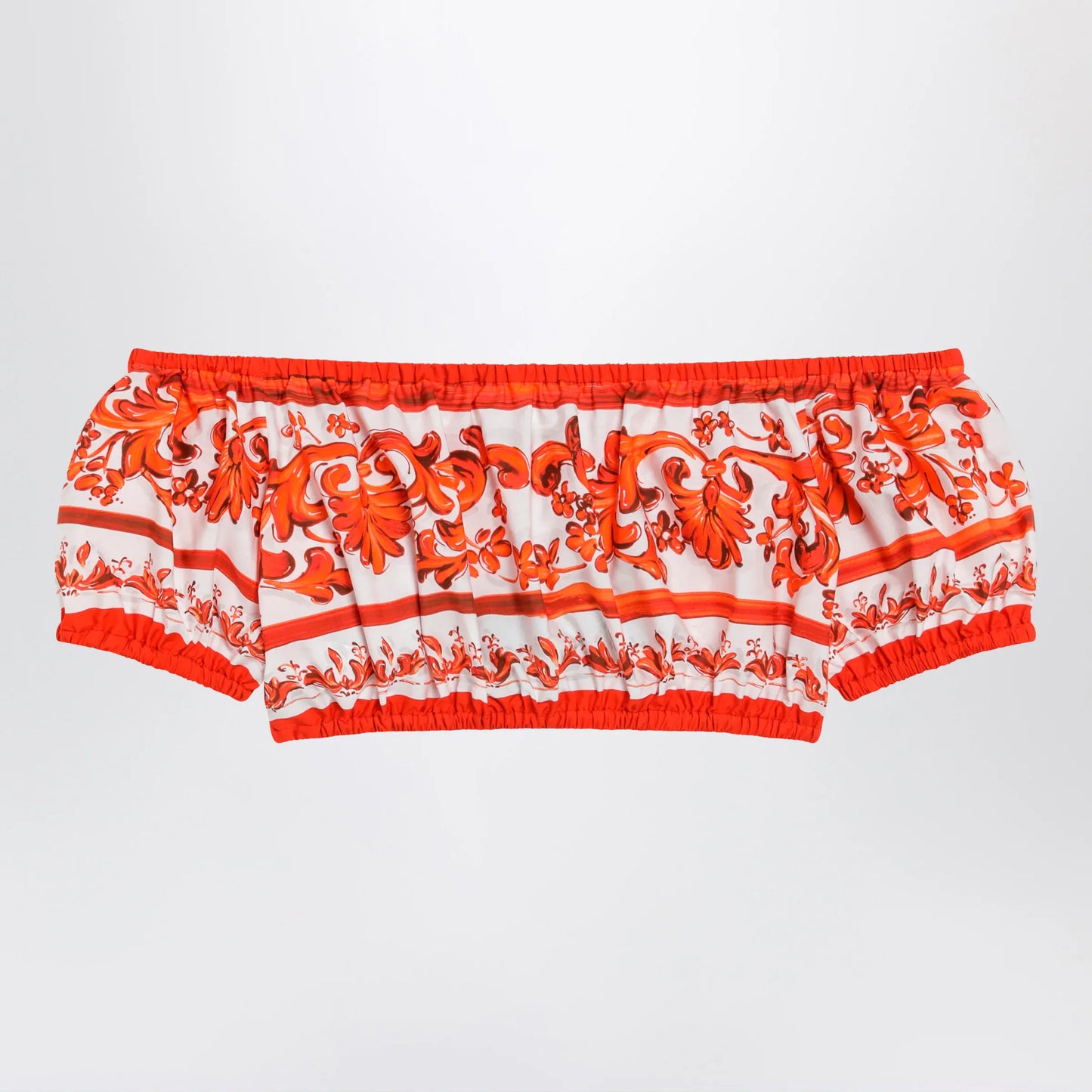 Dolce&Gabbana - Maiolica-print cotton poplin top in orange