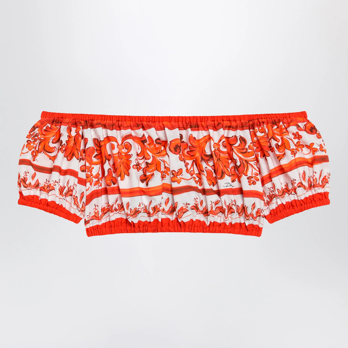 Dolce&Gabbana - Maiolica-print cotton poplin top in orange