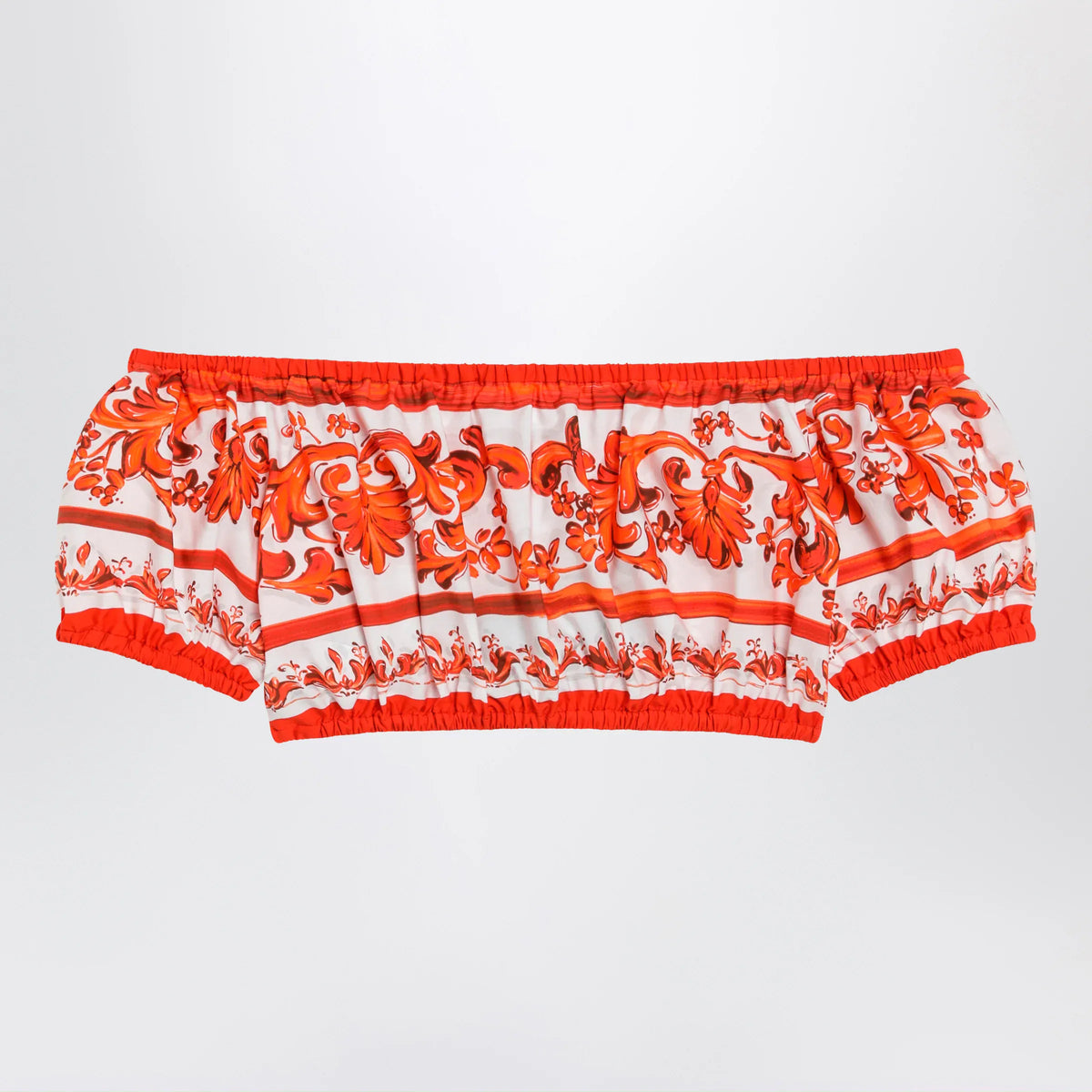 Dolce&Gabbana - Maiolica-print cotton poplin top in orange