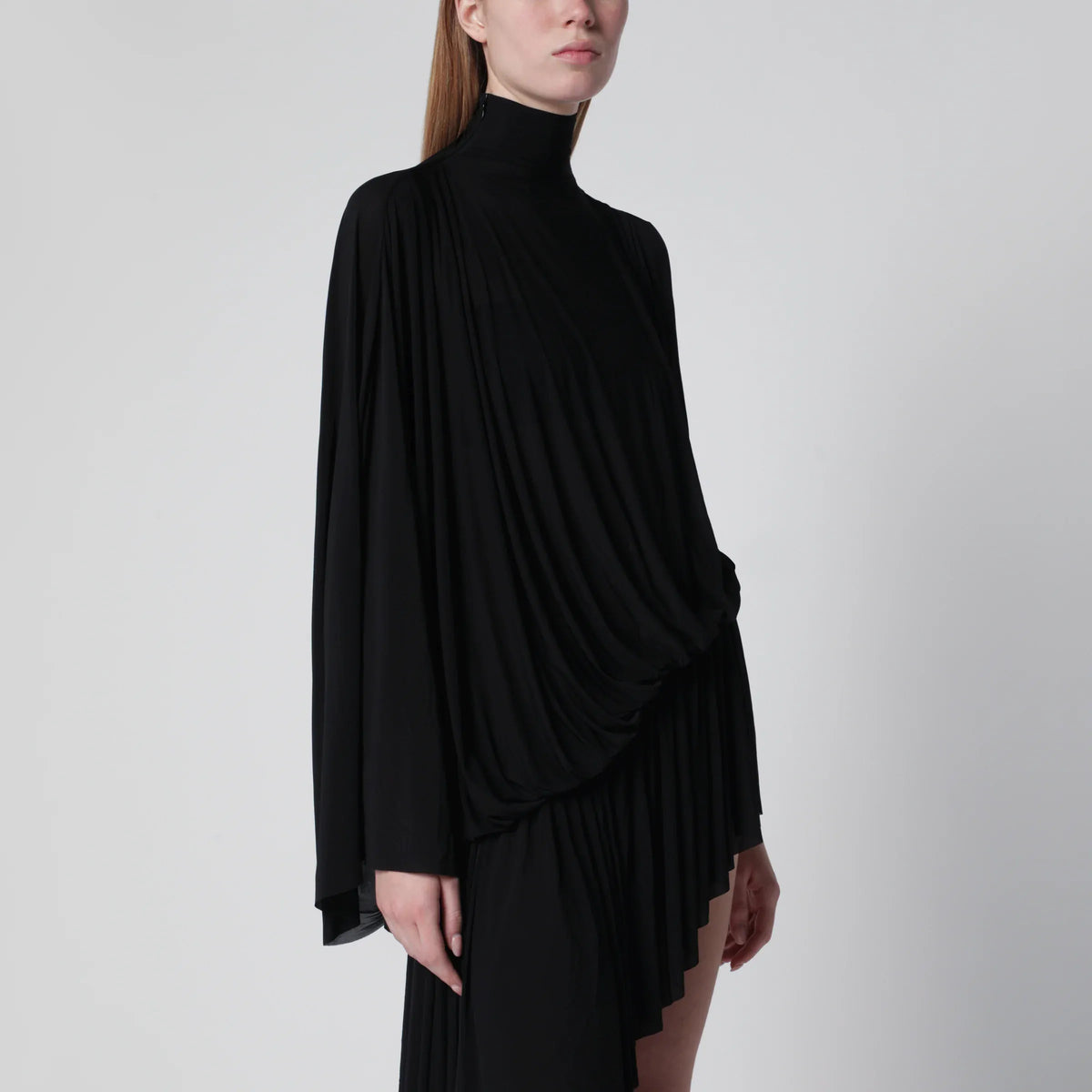 Francesco Murano - Black asymmetric turtleneck dress