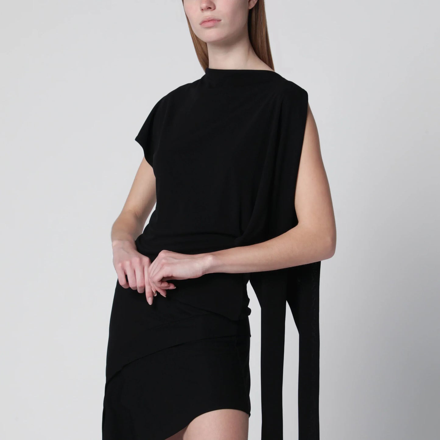 Francesco Murano - Black asymmetric viscose top