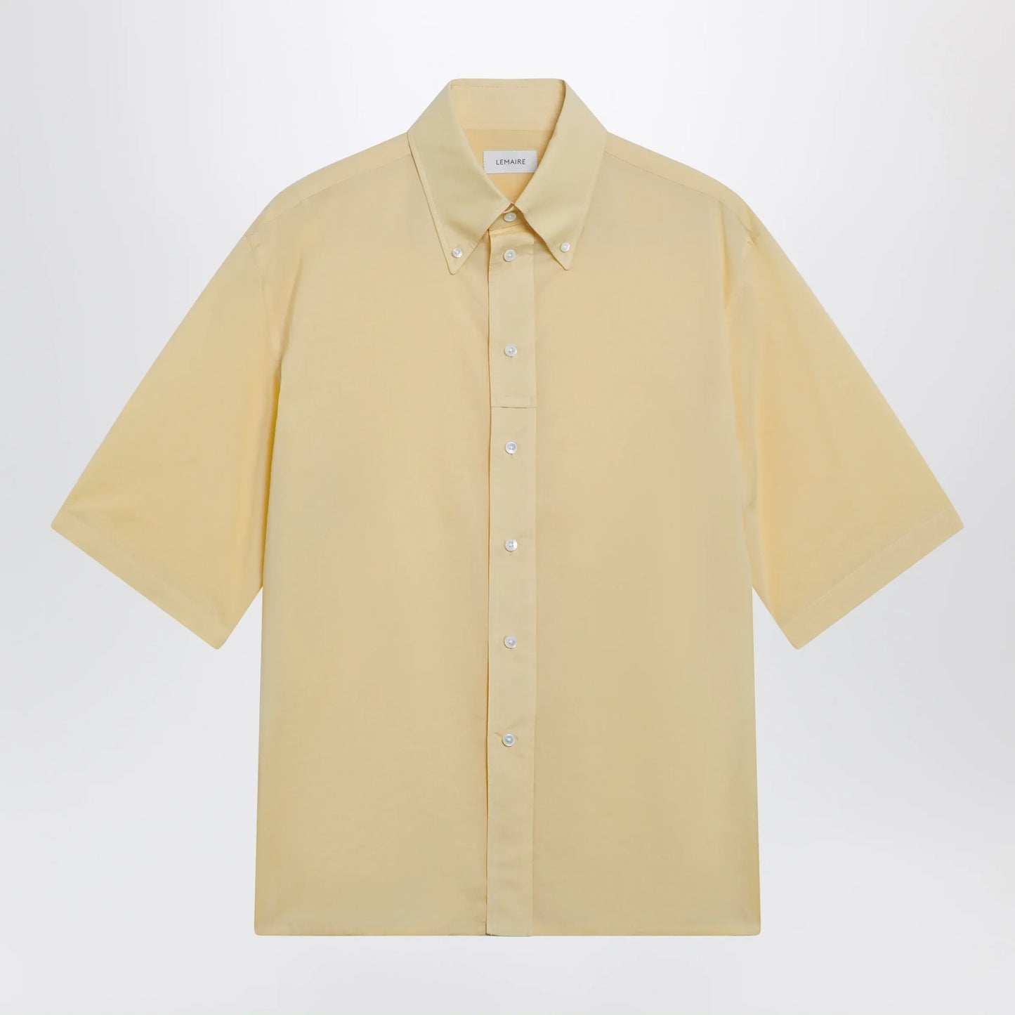 LEMAIRE - Light yellow short-sleeve wool shirt