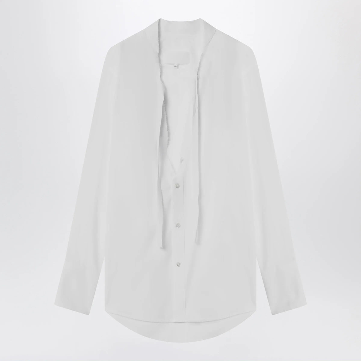 Maison Margiela - Deep V-neck cotton poplin shirt in white