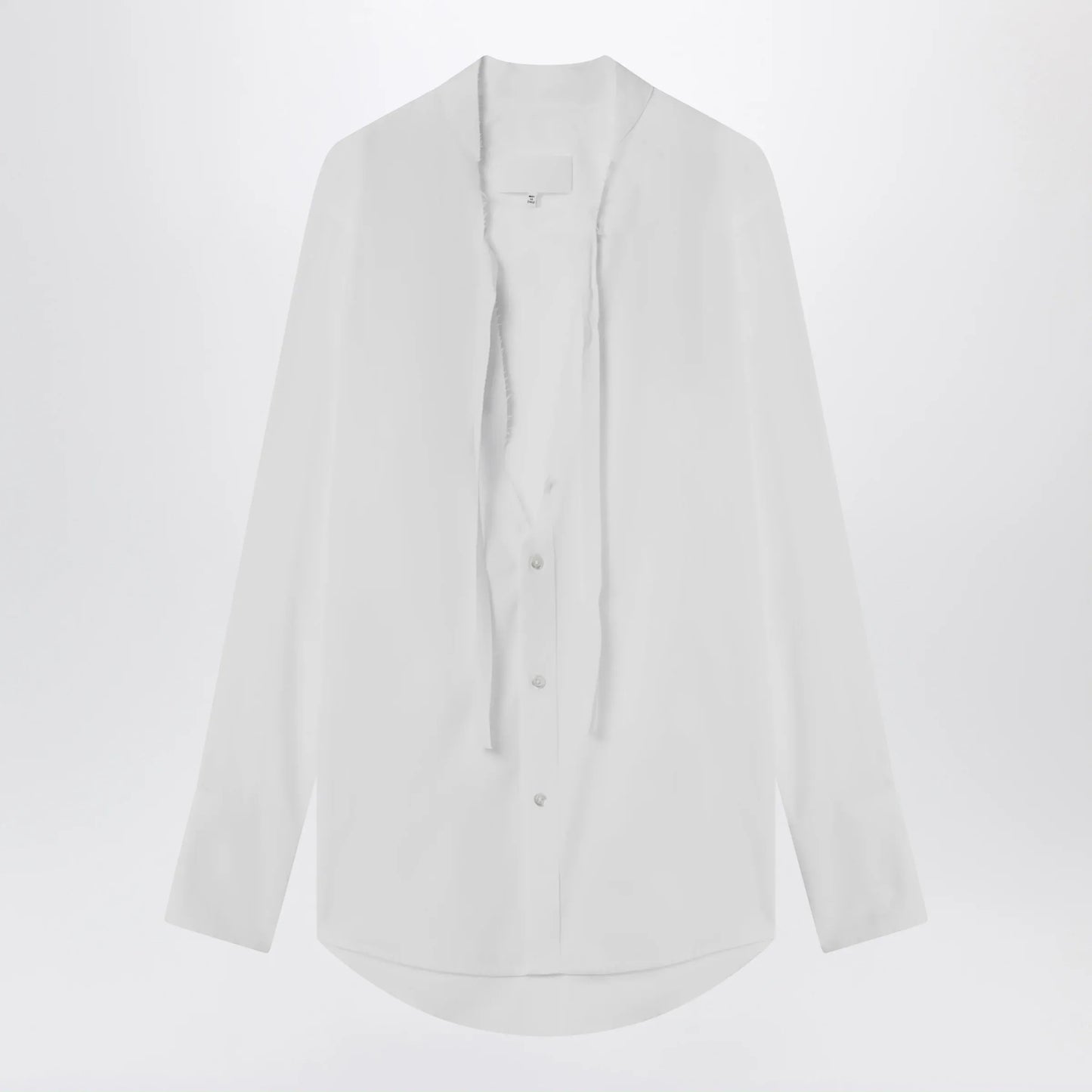 Maison Margiela - Deep V-neck cotton poplin shirt in white