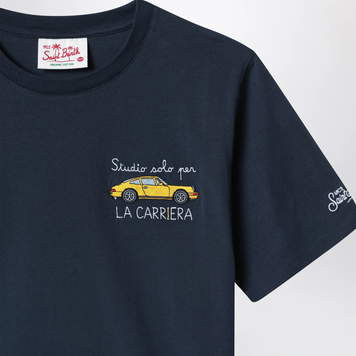 MC2 Saint Barth - Blue T-shirt with car embroidery