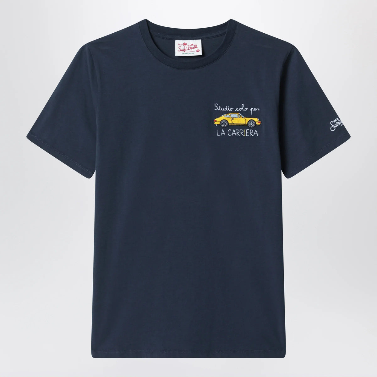 MC2 Saint Barth - Blue T-shirt with car embroidery