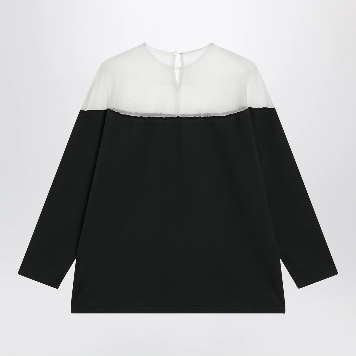 MM6 Maison Margiela - Black top with logo print and sheer insert