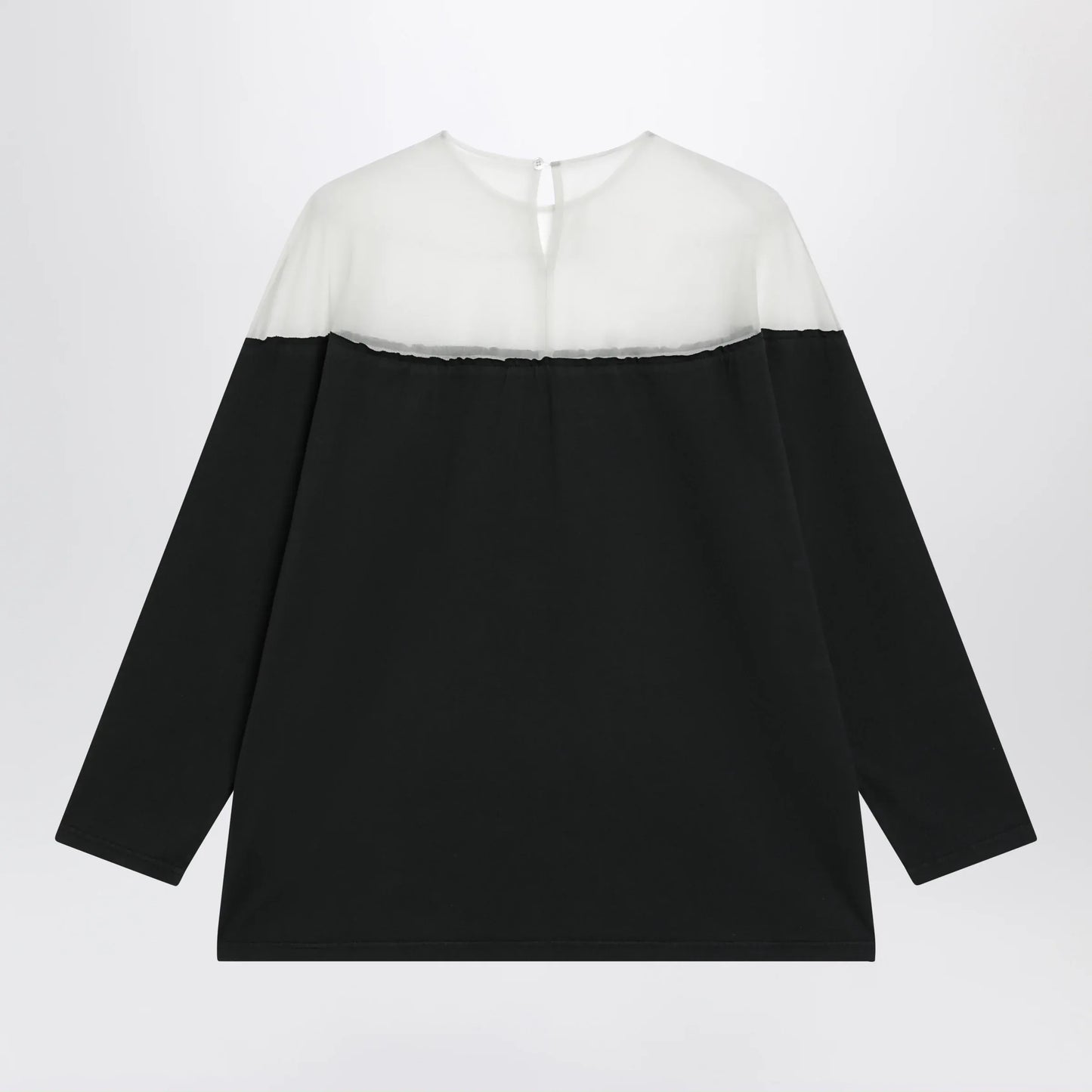 MM6 Maison Margiela - Black top with logo print and sheer insert