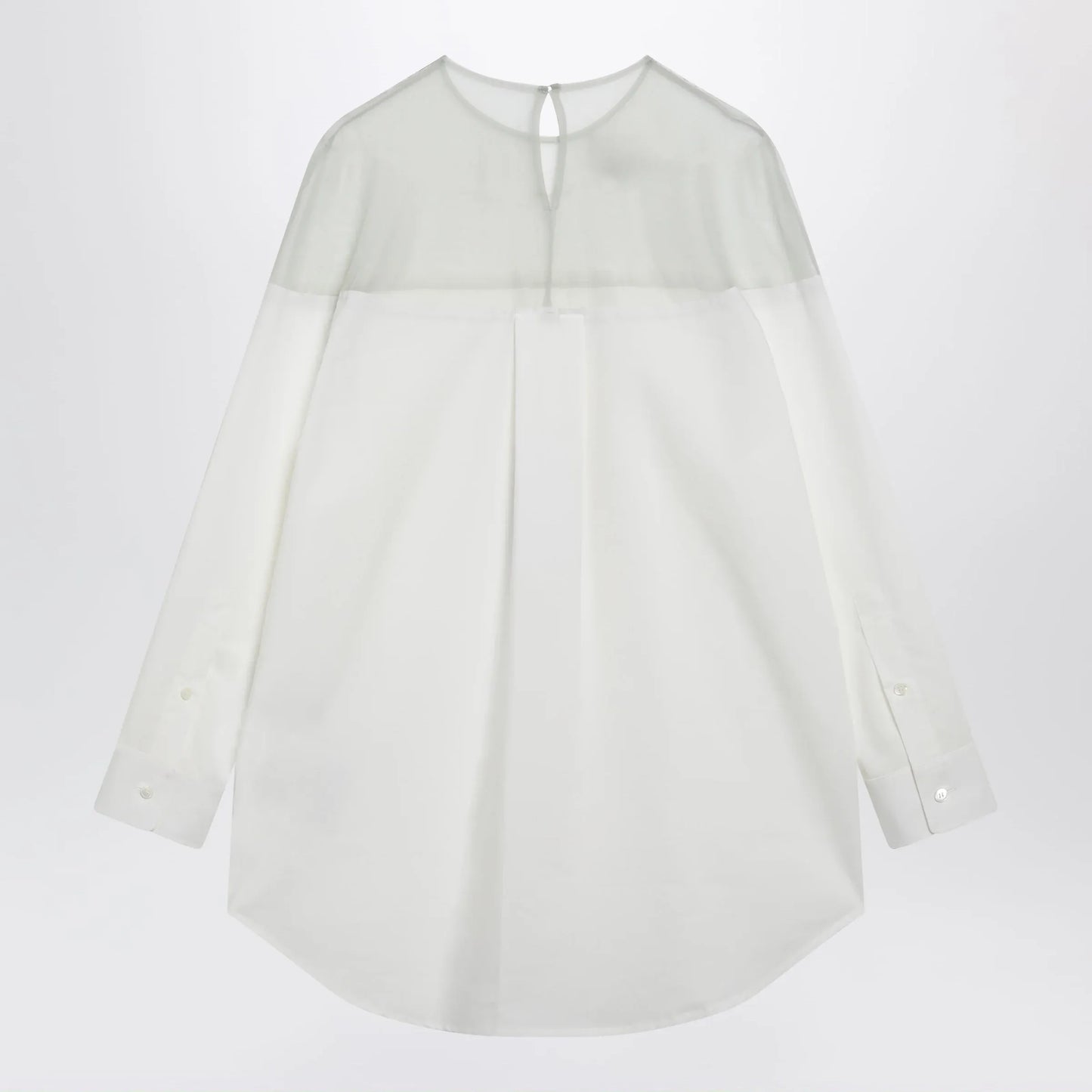 MM6 Maison Margiela - Cotton shirt with sheer panels in off-white