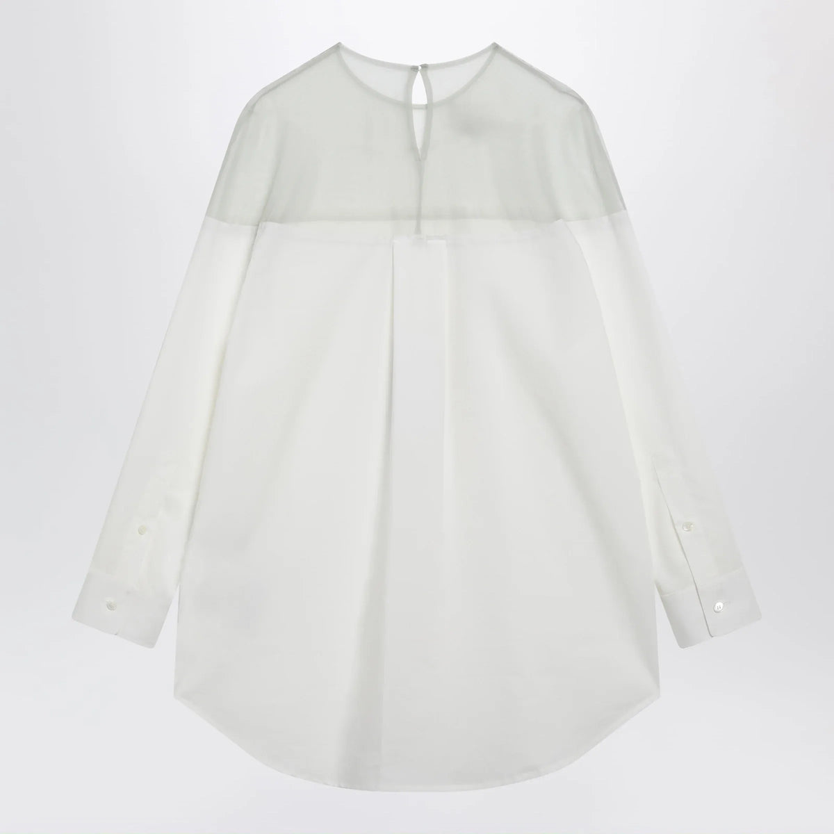 MM6 Maison Margiela - Cotton shirt with sheer panels in off-white