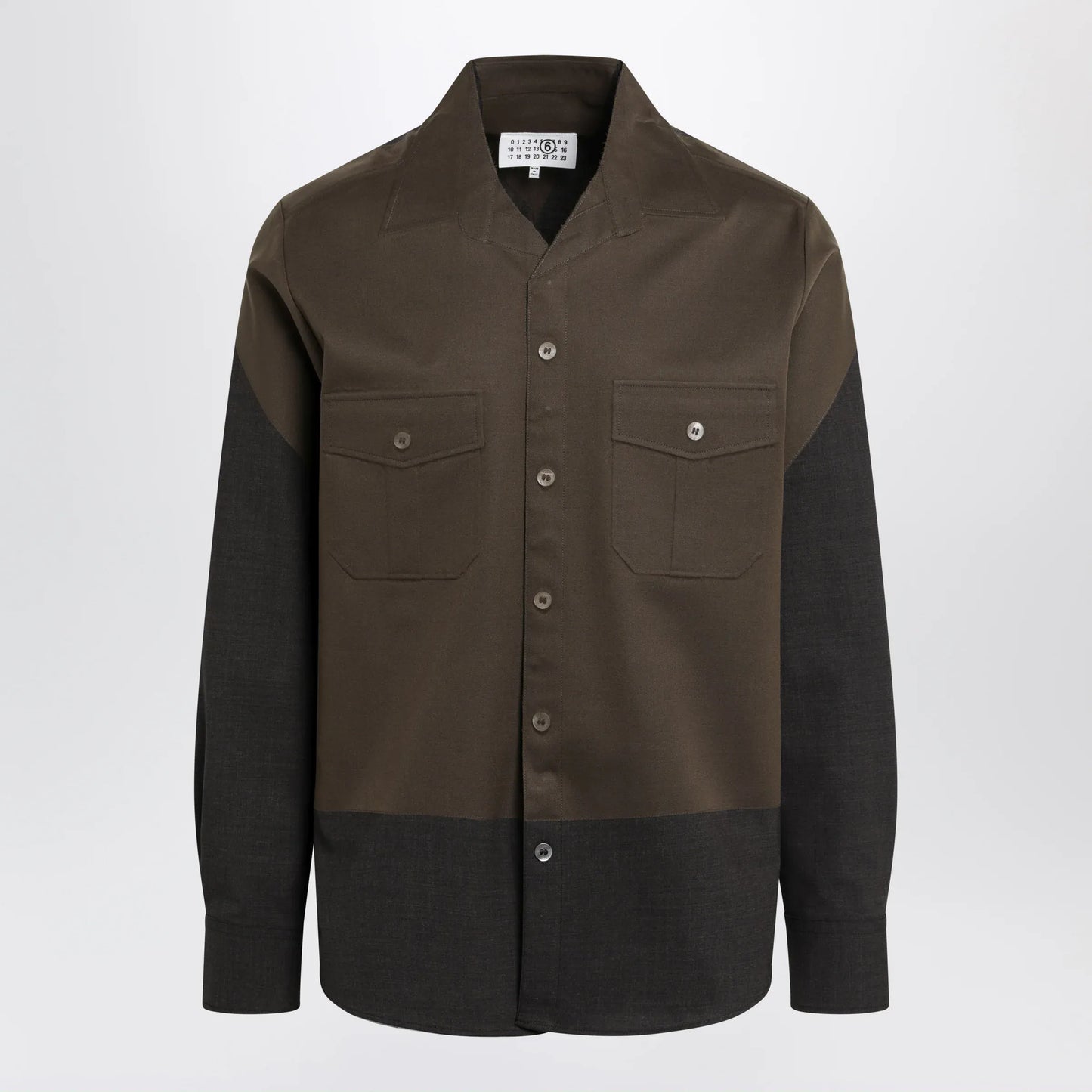 MM6 Maison Margiela - Two-tone brown shirt in wool blend