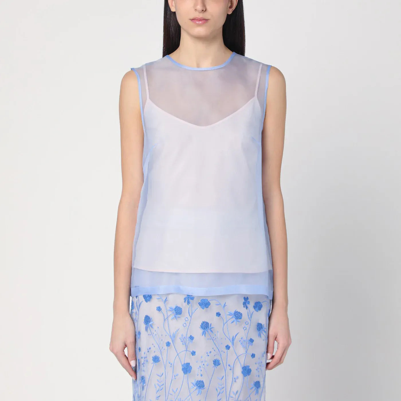 P.A.R.O.S.H. - Sky blue tank top in silk