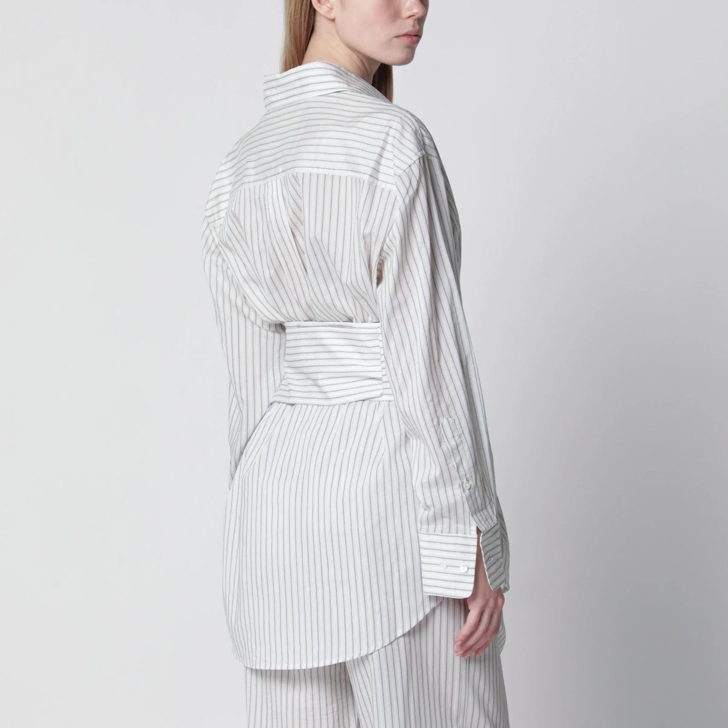 Róhe - Silk striped shirt with belt