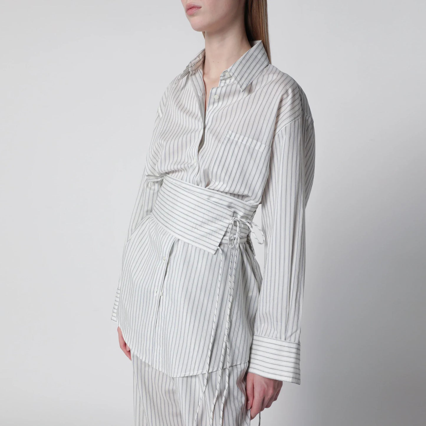 Róhe - Silk striped shirt with belt