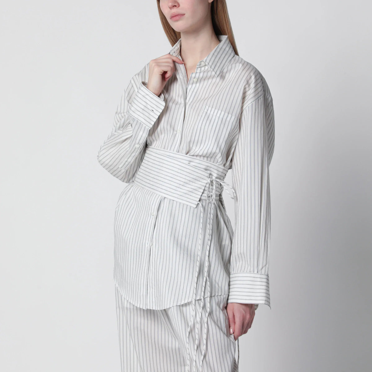 Róhe - Silk striped shirt with belt