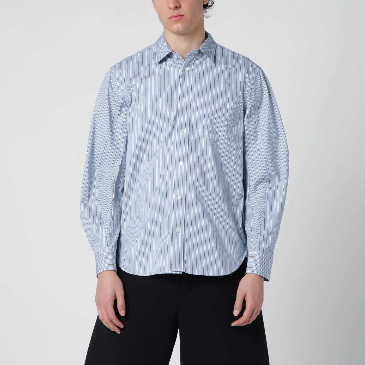 Sacai - Light blue striped cotton shirt