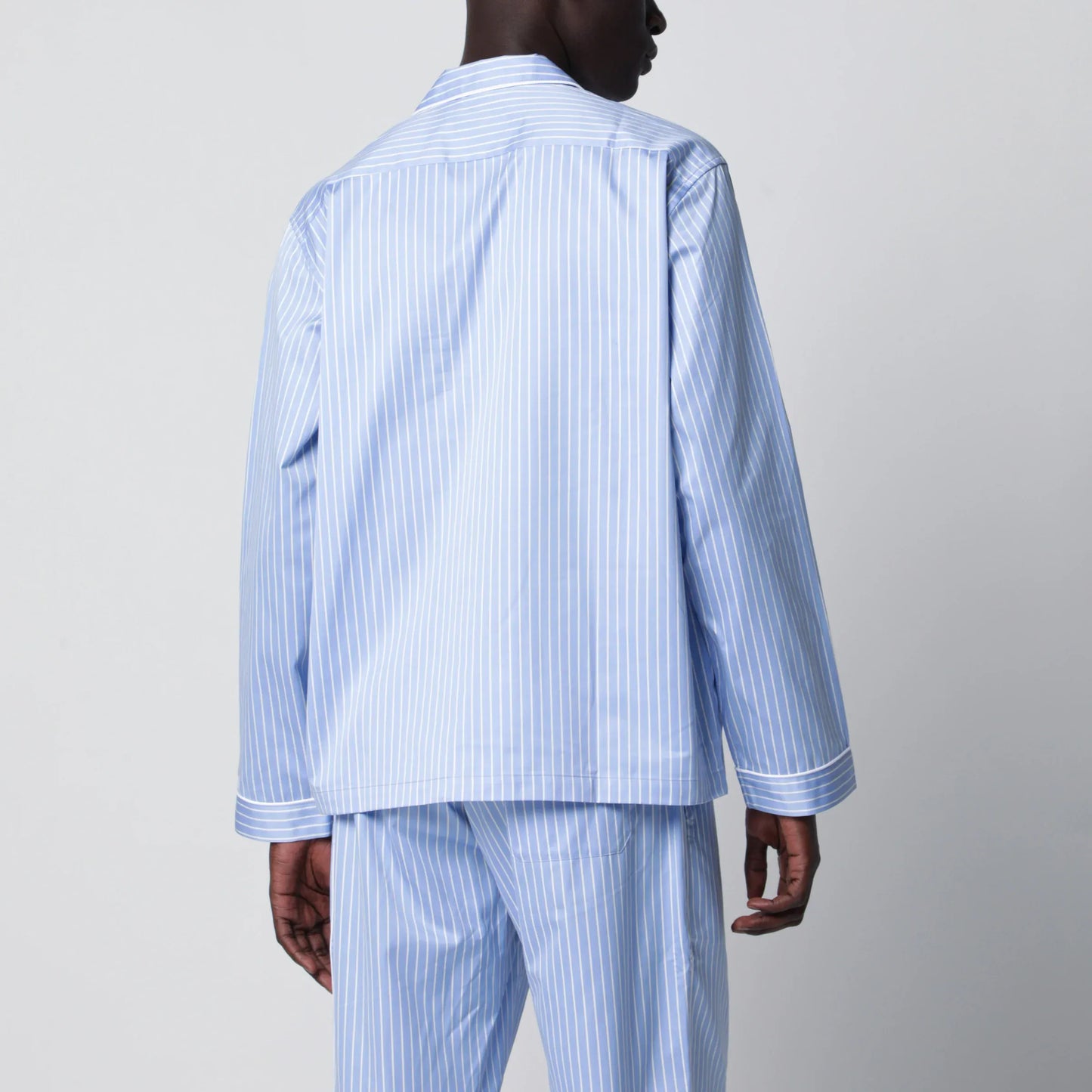 Tekla - Light blue pajama shirt with white stripes