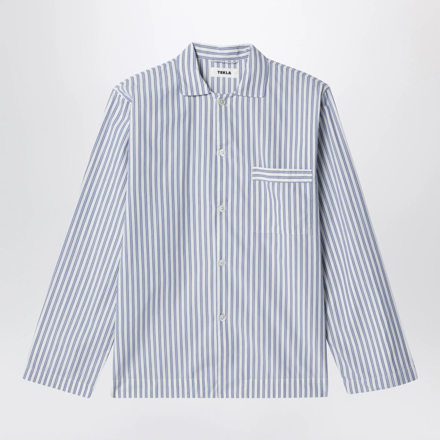 Tekla - White/light blue striped pajama shirt