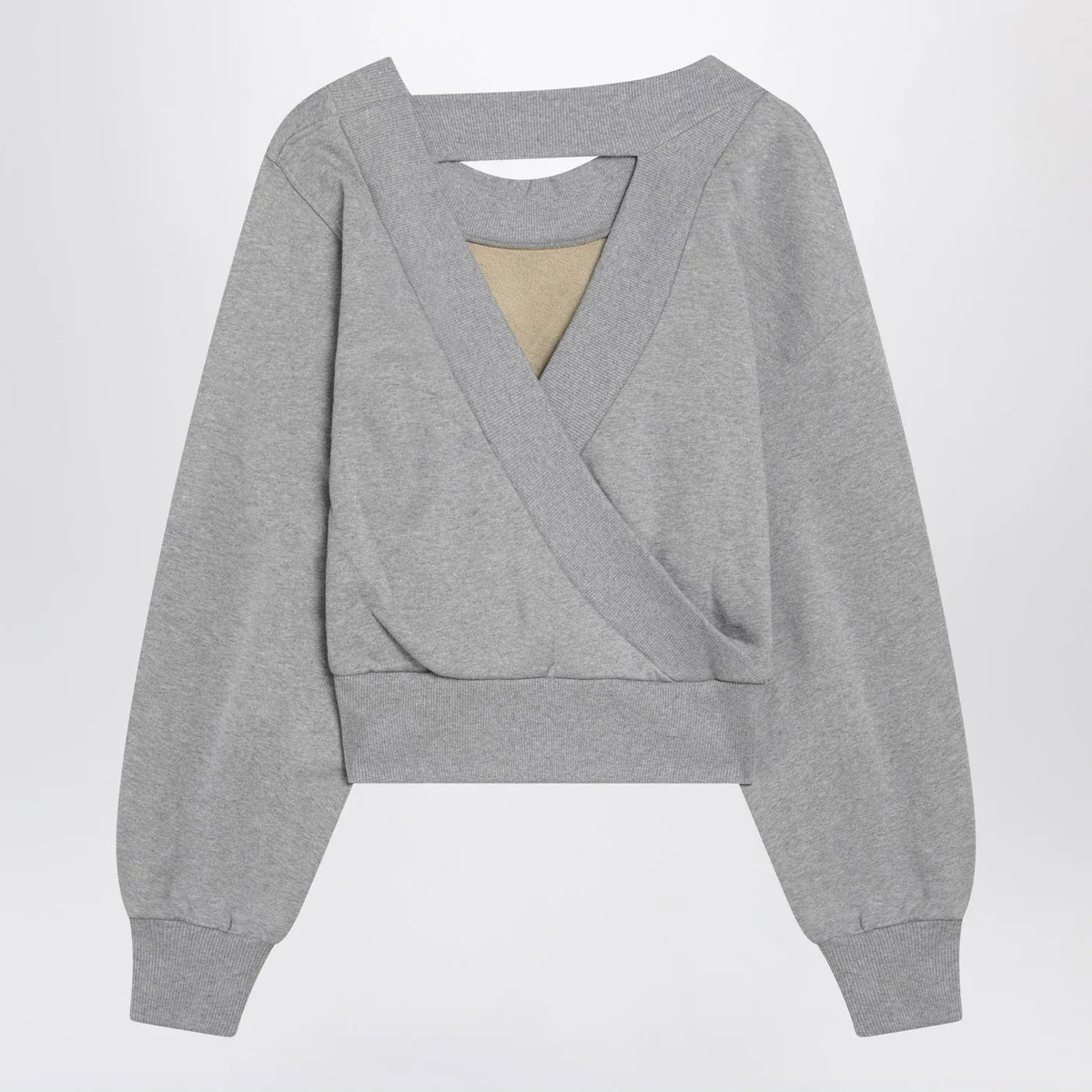 The Attico - Gray mélange/beige sweatshirt with cut out