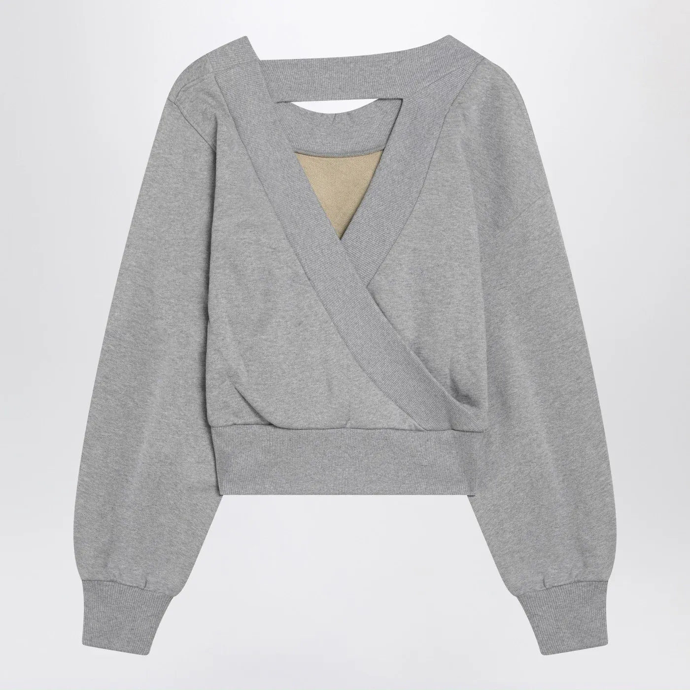 The Attico - Gray mélange/beige sweatshirt with cut out
