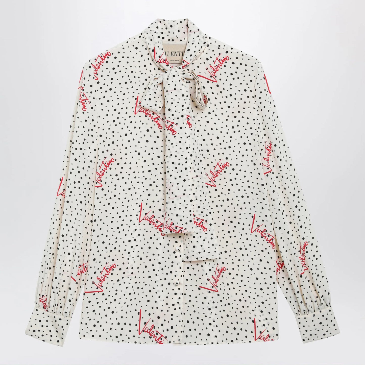 Valentino - Vanilla silk shirt with logo print