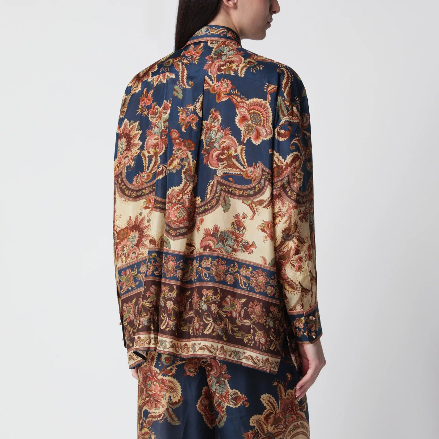 ZIMMERMANN - Aster Relaxed navy Jacobean shirt