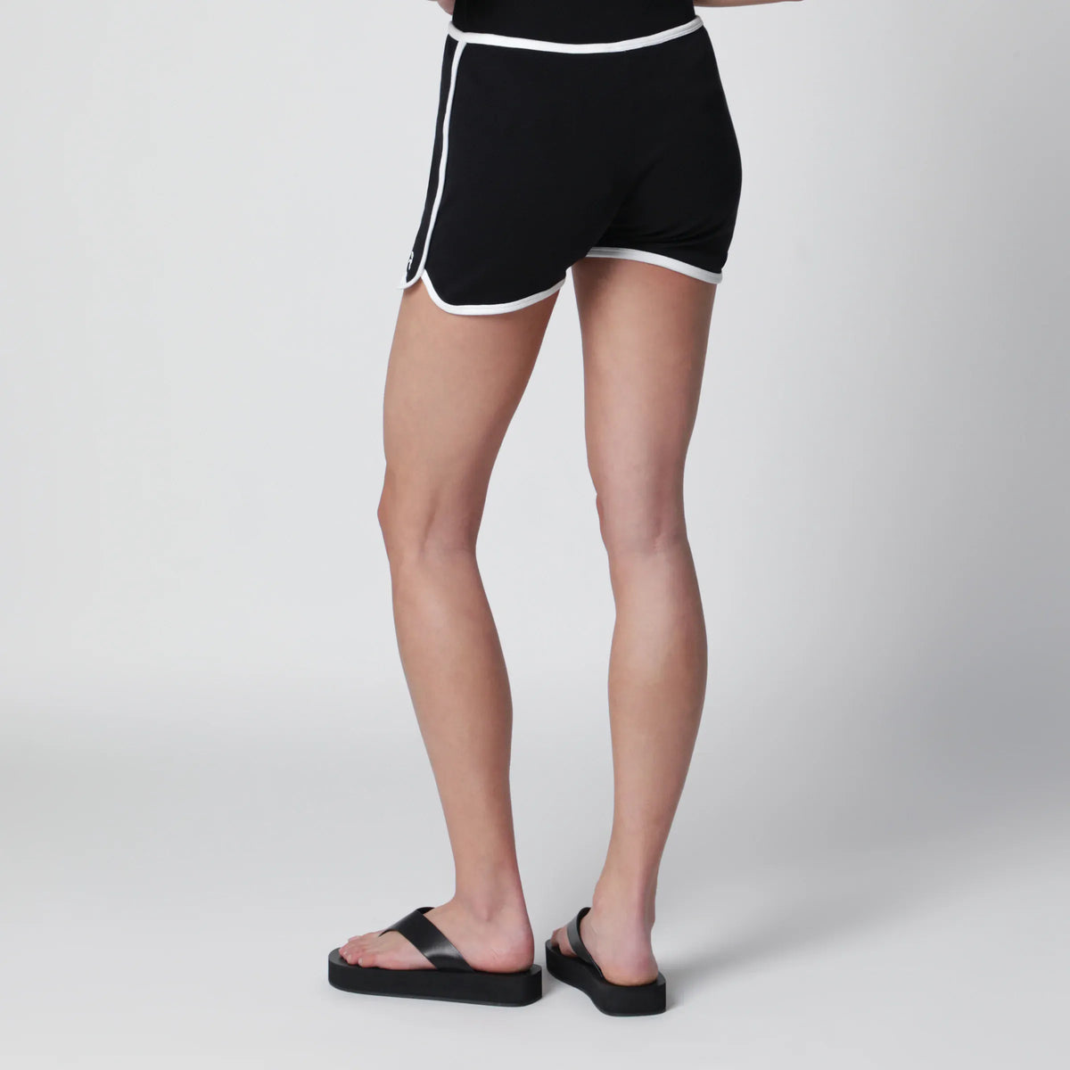 Courrèges - Contrast mini jersey shorts in black cotton