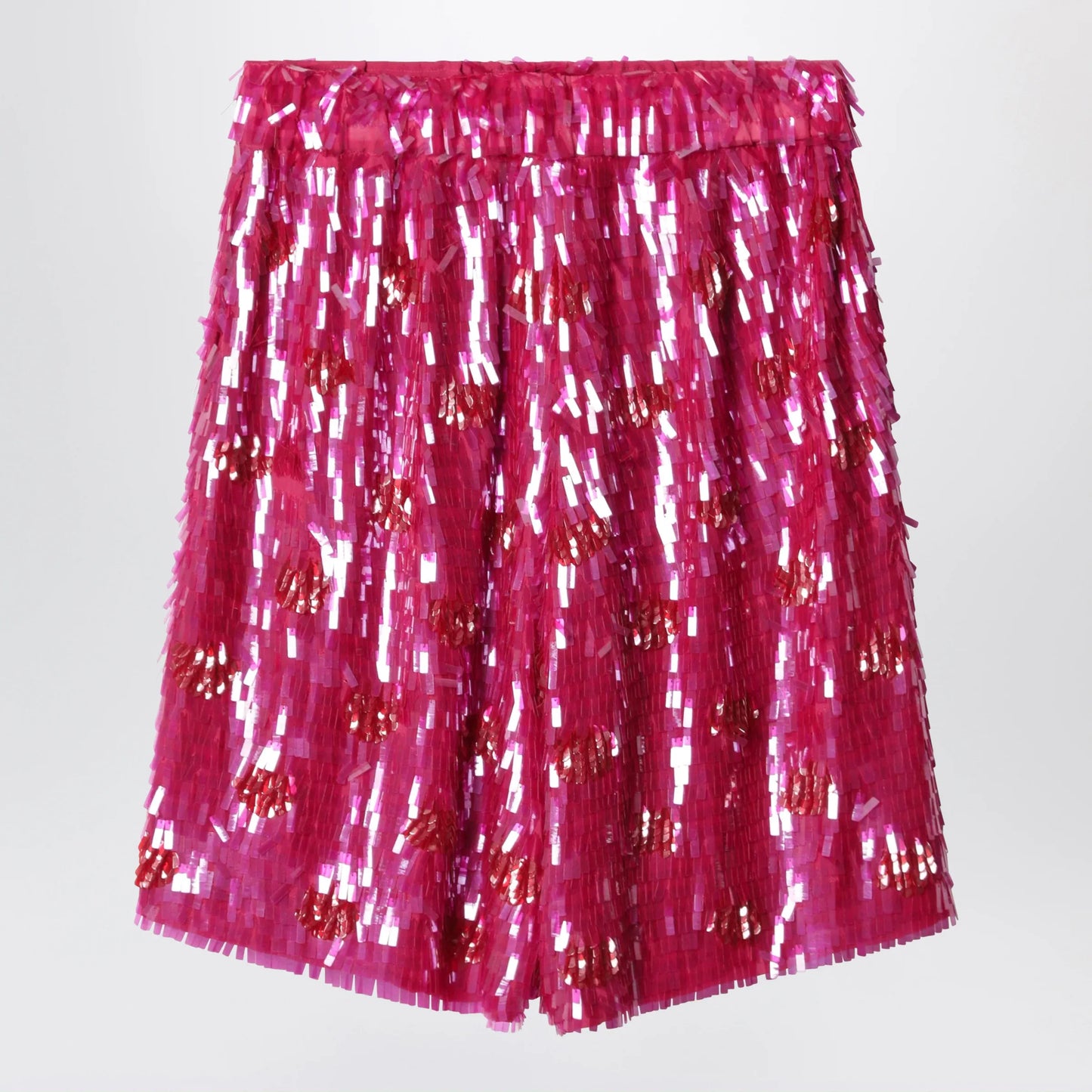 Dries Van Noten - Fuchsia silk bermuda shorts with sequins