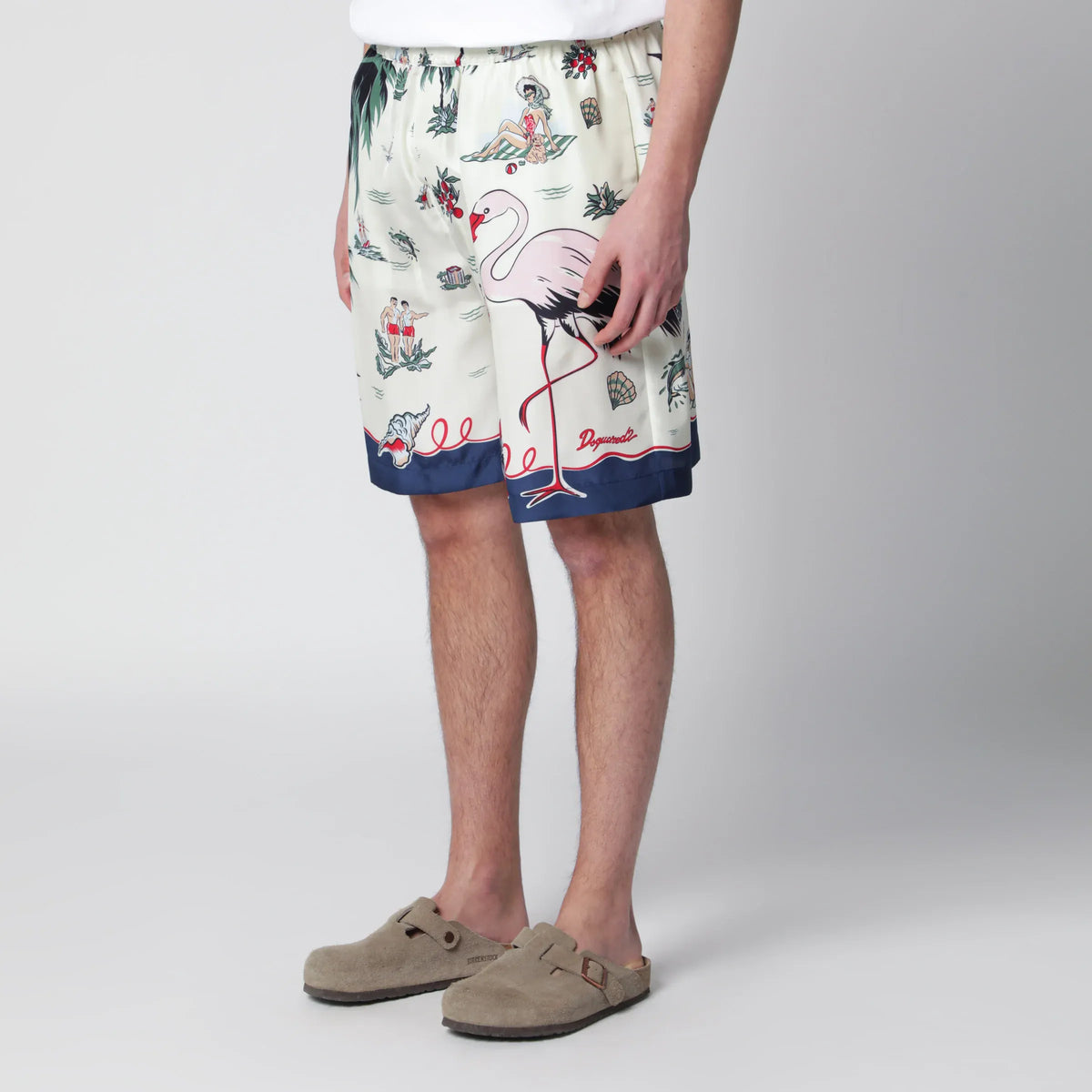 Dsquared2 - Bermuda shorts with tropical print in silk