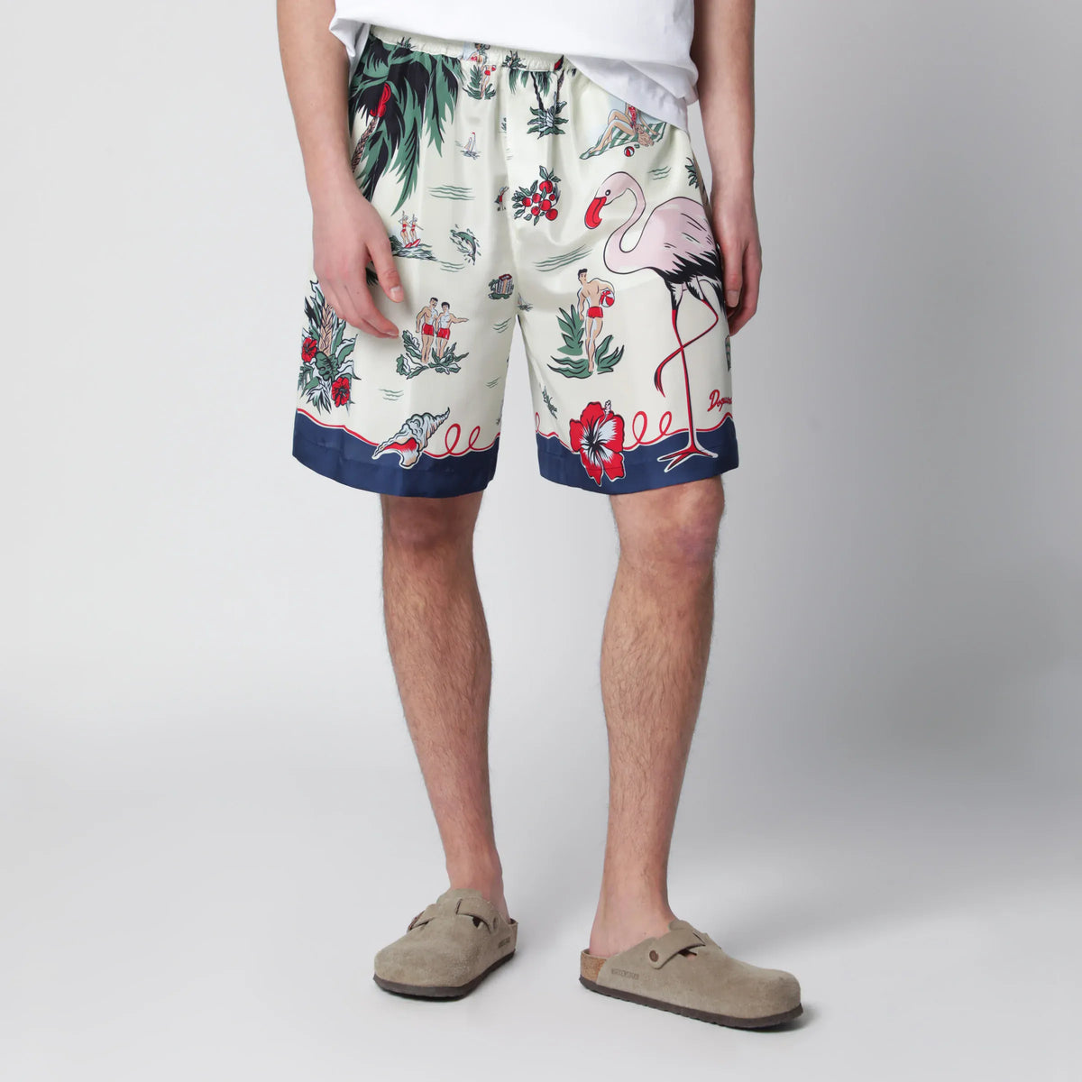 Dsquared2 - Bermuda shorts with tropical print in silk