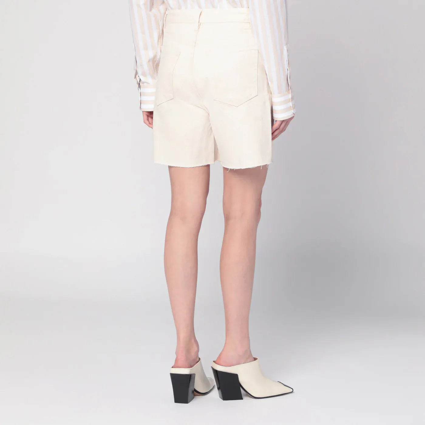 Frame - Butter-coloured denim bermuda shorts