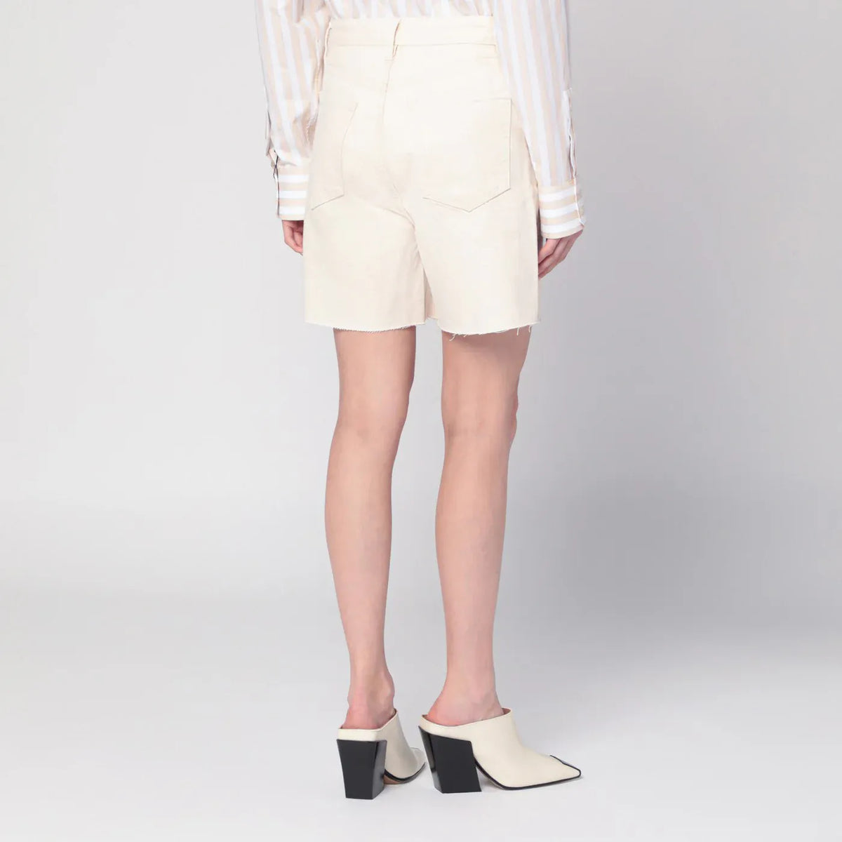 Frame - Butter-coloured denim bermuda shorts