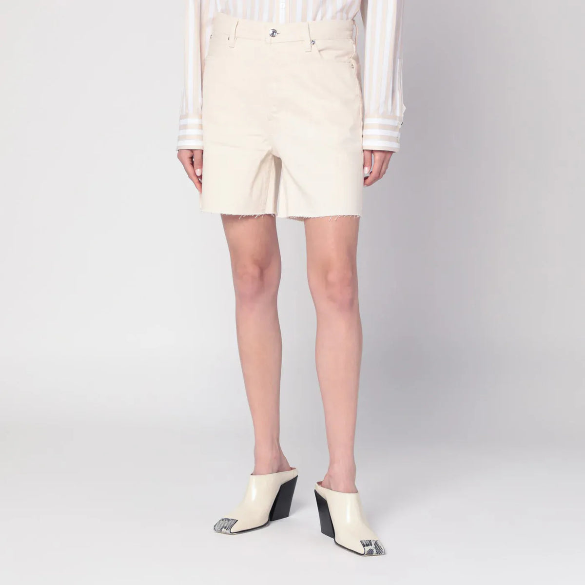 Frame - Butter-coloured denim bermuda shorts